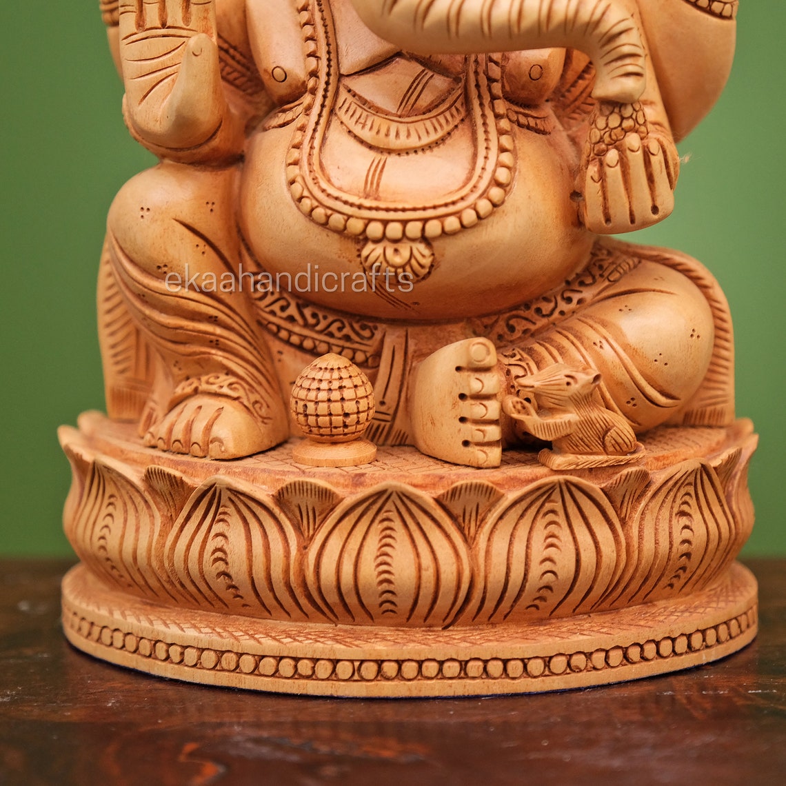 Ganesha Statue in Wood Hand Carved Ganesha Idol Ganpati Etsy