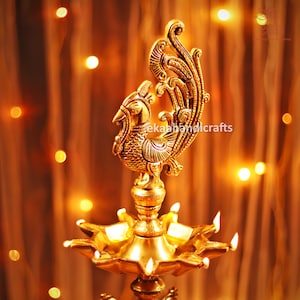 Brass Peacock Diya Stand, 61cm Big Large Annam Home Temple Diya, Handmade Oil Lamp  Dia, Indian Handcrafted Deepak, Mandir Temple Decor