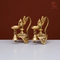 Handmade Brass Bird Diya Lamp Pair, Indian Temple Decor,Diya for home