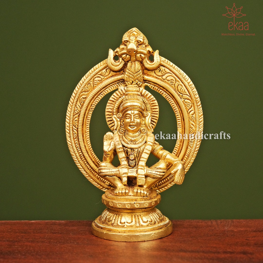 Brass Lord Ayyappan 5" Statue, Aiyappan Swami Idol for Home Temple ...