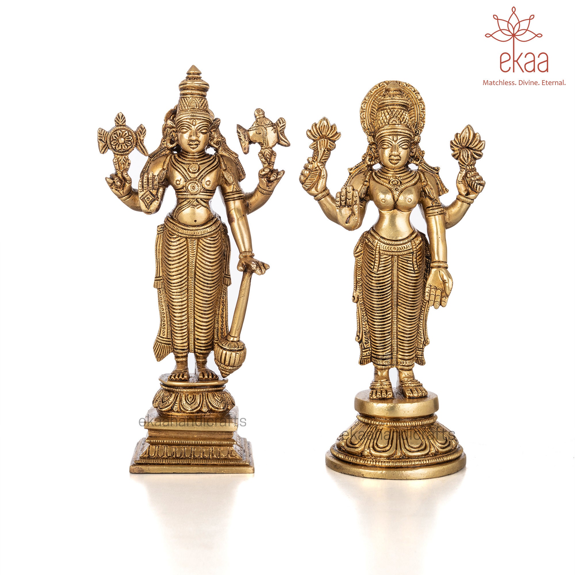 Lakshmi Narayan Idol in Brass Standing Vishnu Lakshmi Statue Etsy