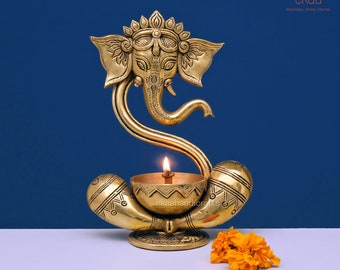 KVR Brass Indian Standing Tall Decor Oil 5 Wick lamp for Hindu Religious puja Welcome Inauguration Function 17 inch KVR Brass Indian Standing Tall Decor Oil 5 Wick lamp for Hindu Religious puja Welcome Inauguration Function 17 inch
