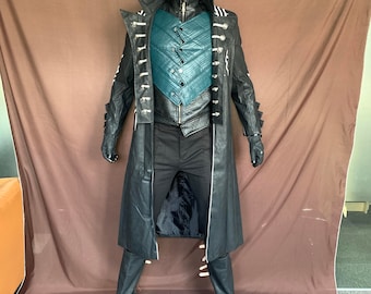Vergil Costume Cosplay Suit with Coat Halloween Outfit