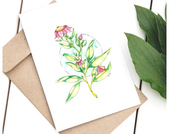 Botanische Valentinskarte 'Boob Plant' für Lovebirds oder dich selbst / Fun Card/  Süße Klappkarte "Pflanze mit Knospen" / Geschenkkarte