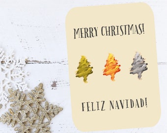 Printable Christmas Card, Merry Christmas, Feliz Navidad,