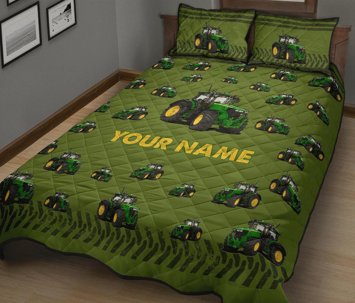 Love John Deere Tractor Personalized Custom Name Quilt Bed Etsy