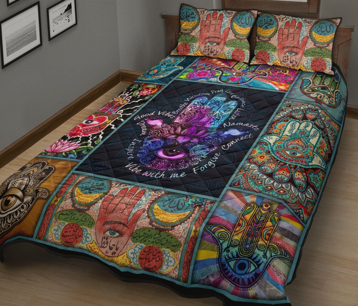 Love Hippie Quilt Bed Set 04 Hippie Bedding Set Cool gift Etsy