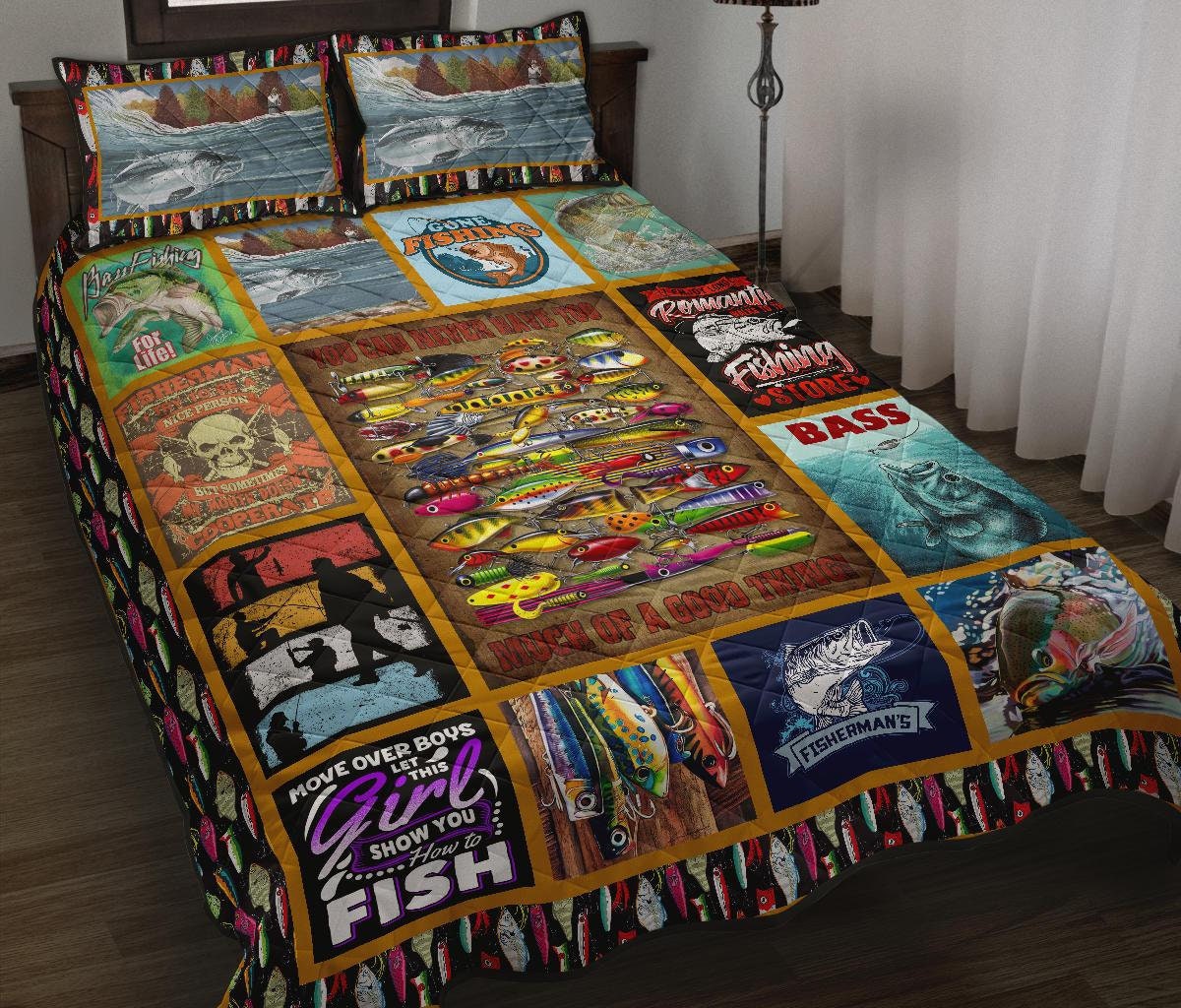 Fishing Custom Quilt Bed Set Fishing Bedding Set Fishermen Etsy