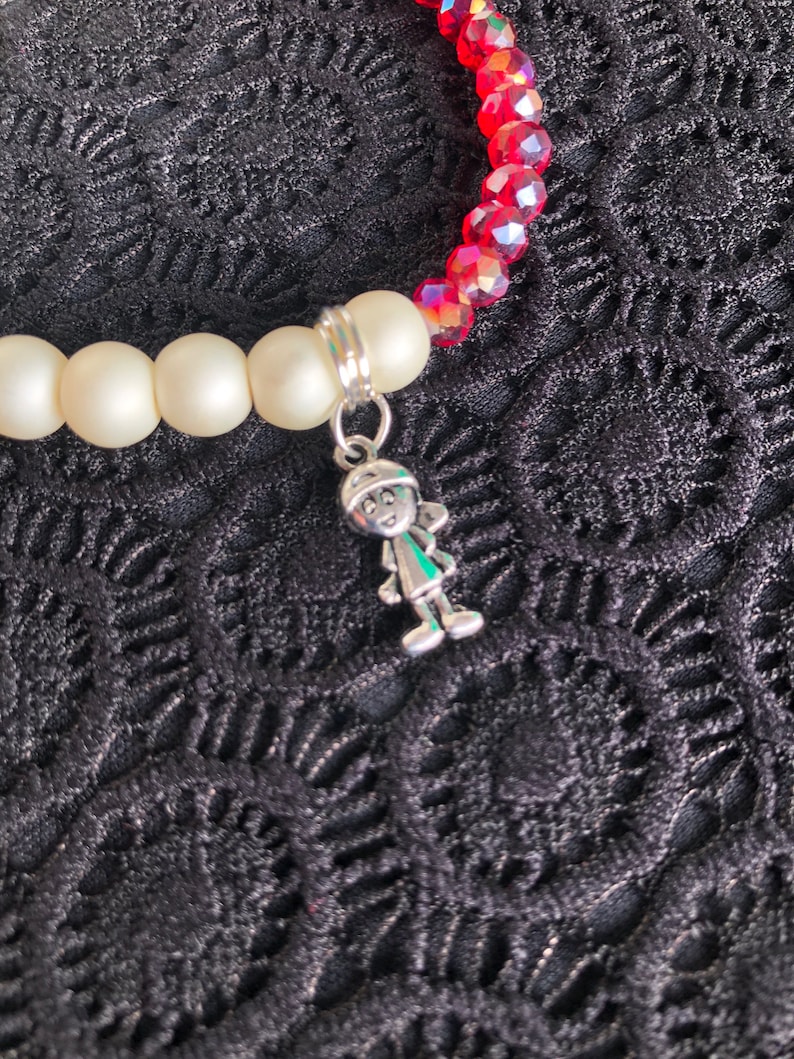 Pearl bracelet Red crystal Bracelet Charm bracelet