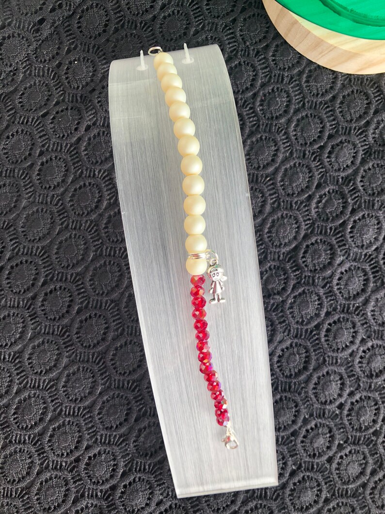 Pearl bracelet Red crystal Bracelet Charm bracelet