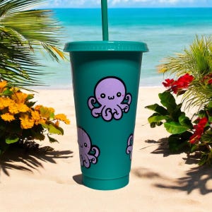 Cold  Cup | Travel Iced Coffee Mug | Tumbler with Straw Lid 24Oz or 709ml | MADE TO ORDER