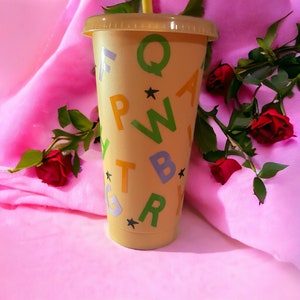 Alphabet Cold Cup - Your Unique Travel Iced Coffee Mug, 24oz | Tumbler with Straw Lid | MADE TO ORDER
