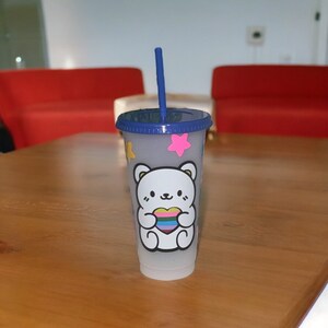 LGBTQIA reusable cold cup|Travel Iced Coffee Mug | Tumbler with Straw Lid| cold cup| 24Oz or 709ml | Made to order