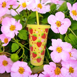 Cold Cup | Travel Iced Coffee Mug | Tumbler with Straw Lid 24oz or 709ml | MADE TO ORDER