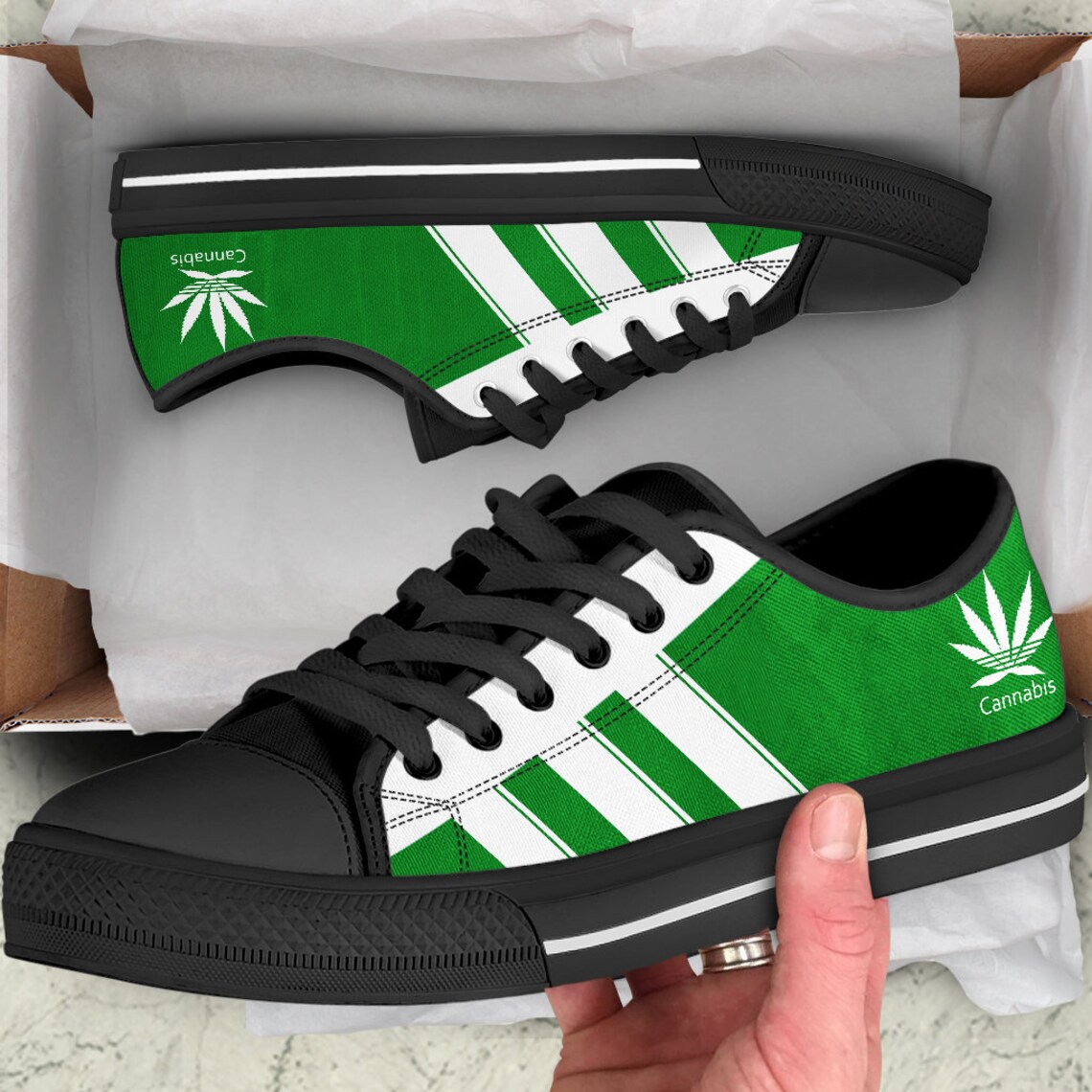 Weed Cannabis Low Top Shoes Weed Shoes Cannabis Shoes Etsy