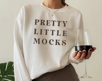 G 18000 Mockup | White Sweatshirt Mock Up | Simple Clean Mockup Model Wearing | Minimal Natural | Heavy Blend | Pretty Little Mocks