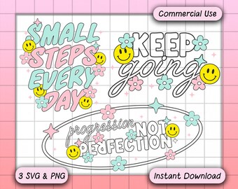 3 SVG PNG Design Bundle Digital Download, Trendy Mental Health Svg Files, Cute Aesthetic Sublimation Png For Stickers, Svg For Tote Bags