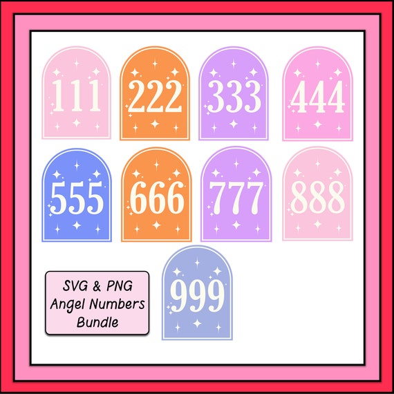 Angel Numbers Bundle SVG PNG Design, Trendy Digital Download