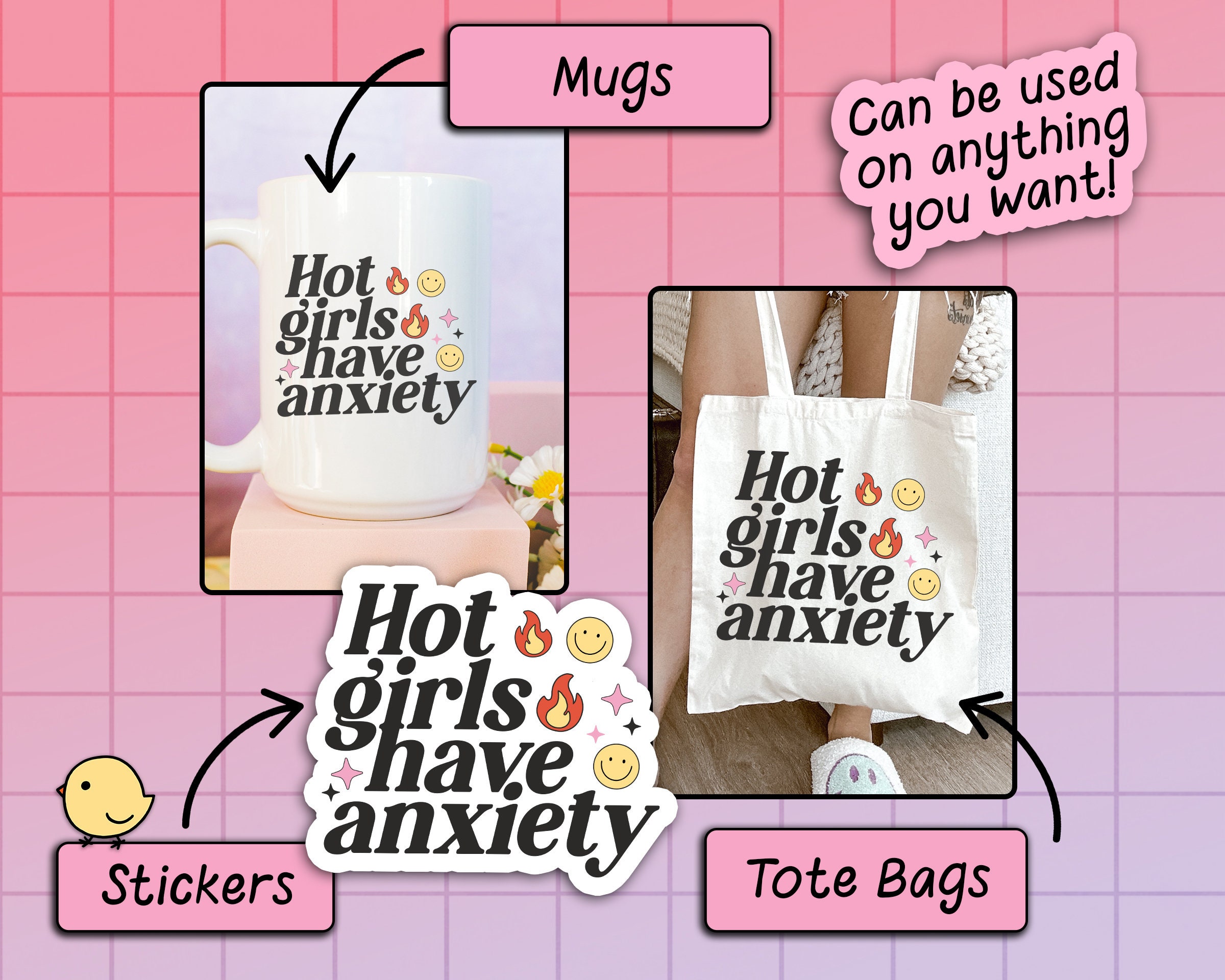 Hot Girls Have Anxiety SVG PNG Design, Trendy Digital Download, Mental ...