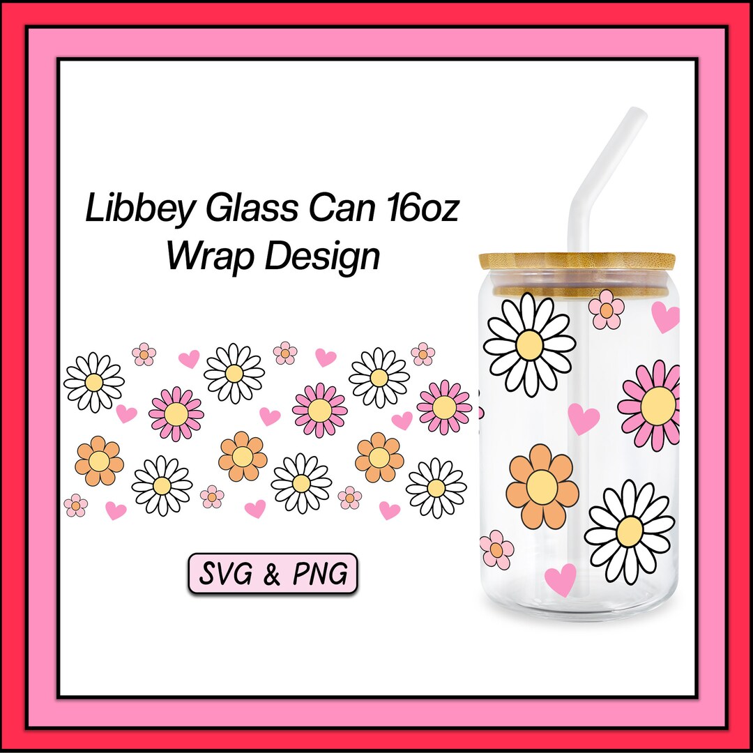 Pastel Flowers SVG PNG 16 Oz Glass Cup Wrap Design, Trendy Digital ...