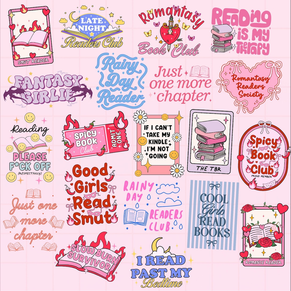 Bookish PNG SVG Bundle, Book Lover Sublimation Design, Bookish Clipart ...
