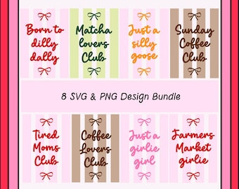 Retro Striped Design Bundle, Coffee Lovers, Tired Moms, Girlie (Digital Download)