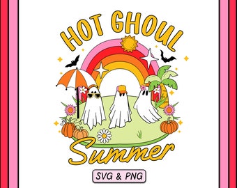Hot Ghoul Summer SVG PNG Design, Trendy Digital Download, Halloween Summerween, Goth Svg, Spooky Ghoul, Cute Ghost Sublimation File Png