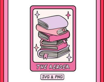 The Reader Tarot Card SVG PNG Design, Digital Download, Trendy Bookish Design, Spicy Smut Romance Fantasy Book Png, Cute Sticker Design