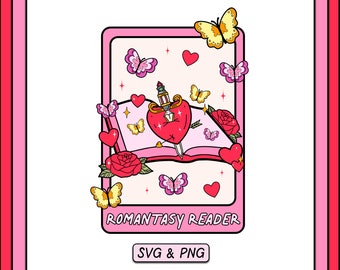 Romantasy Reader Tarot Card SVG PNG Design, Digital Download, Trendy Spicy Bookish Lover Design, Cute Sticker Design, Romance Fantasy
