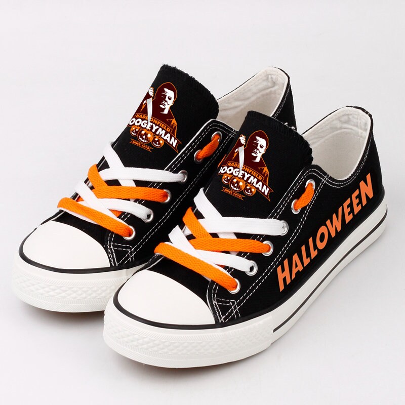 Halloween 02 Black Low Top Shoes Custom Shoes Halloween Shoes Etsy