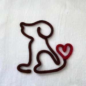 Dog w/ Heart Tail Wall Art - Knitted Wire Decor, Pet Lover Gift, Personalized Pet Wall Hanging, Dog Decor, Pet Memorial