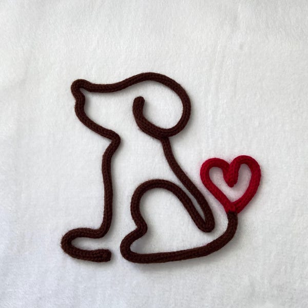 Knitted Wire Dog with Heart Tail Wall Art - Pet Lover Gift