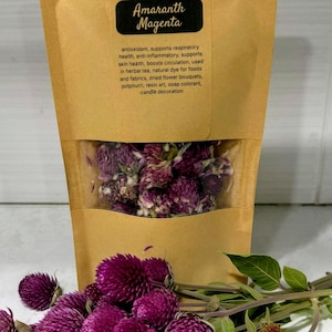 Amaranth Magenta Dried Flowers Globe Gomphrena Everlasting Tea Culinary Edible Beauty Crafts Potpourri Wedding Decor Home-grownvHand-Picked