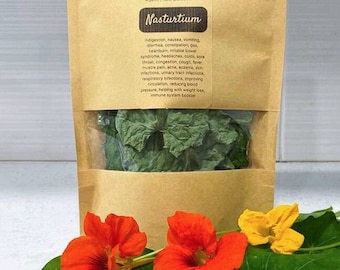Organic Nasturtium Leaf Dried Cut ~ 100% Premium, Home-grown, No GMO, No Pesticides, Hand-Picked, Air-Dried, Tea, Spice, Soapmaking, Crafts