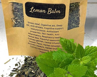 Organic Lemon Balm Leaves Dried Cut, 100% Premium, Home-grown, No GMO, No Pesticides, Hand-Picked, Air-Dried, Tea, Spice, Beauty, Crafts