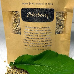 Organic Elderberry Flowers Dried Cut, 100% Premium, Home-grown, No GMO, No Pesticides, Hand-Picked, Air-Dried, Tea, Spice, Soap, Crafts