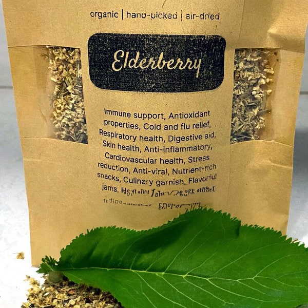 Organic Elderberry Flowers Dried Cut, 100% Premium, Home-grown, No GMO, No Pesticides, Hand-Picked, Air-Dried, Tea, Spice, Soap, Crafts