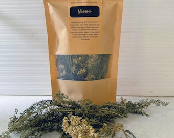 Organic Yarrow Flower Leaves Dried ~ 100% Premium Home-grown No GMO No Pesticides, Hand-Picked Air-Dried, Tea Spice Soapmaking Crafts