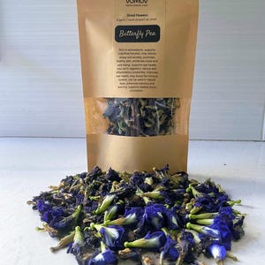 Organic Butterfly Pea Flowers Dried Cut, 100% Premium, Home-grown, No GMO, No Pesticides, Hand-Picked, Air-Dried, Tea, Spice, Beauty, Crafts
