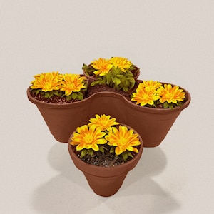積み重ね可能な 2 段プランター (2 レベル/6 ポット)、中型、植物または多肉植物、屋内キッチンカウンタートップハーブスパイスガーデン、自動給水タワー
