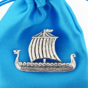 Viking Longship Pewter Pin Badge