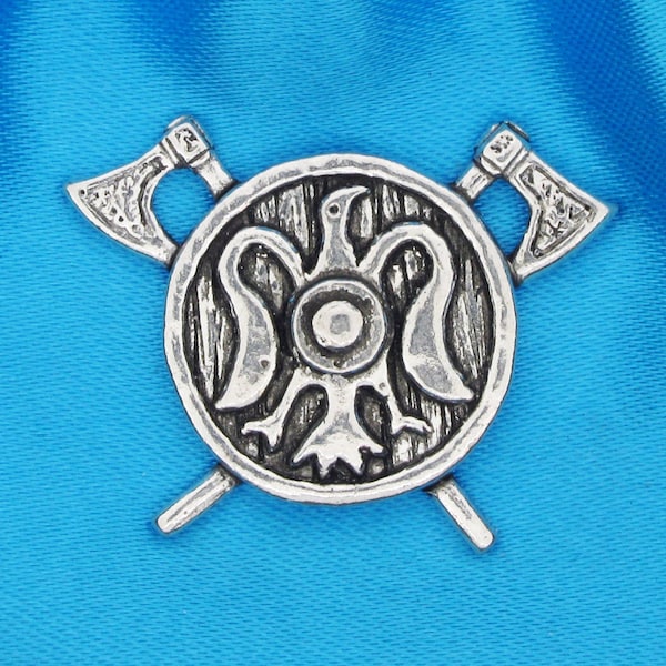 Viking War Shield Pewter Pin Badge