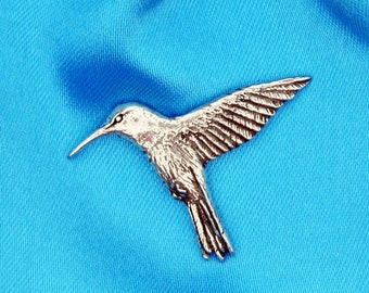 Insignia de pin de plata de peltre con diseño de colibrí