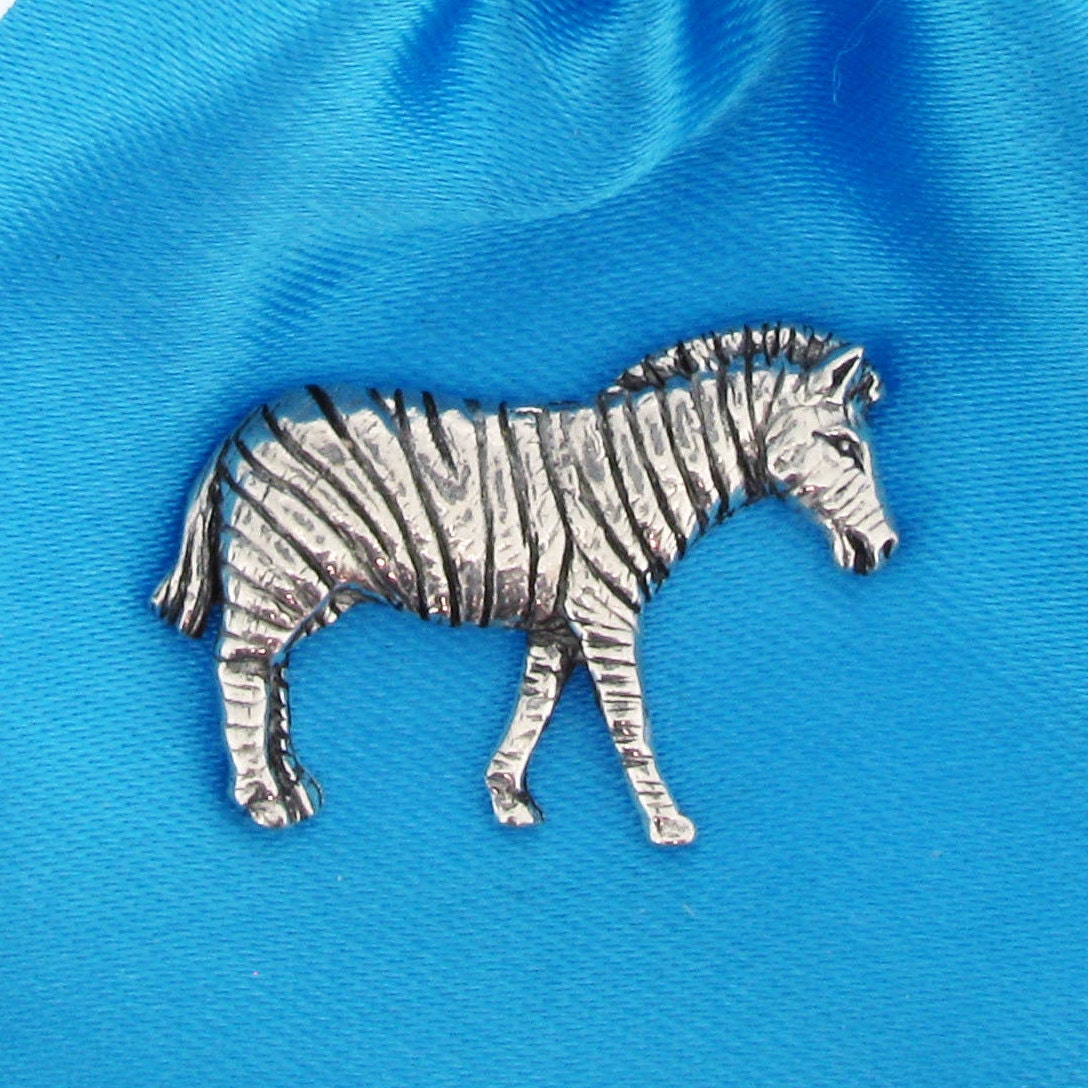 Zebra Pewter Pin Badge - Etsy