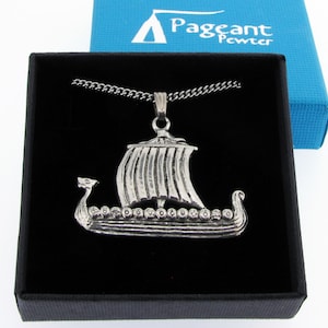 Viking Longship pewter pendant