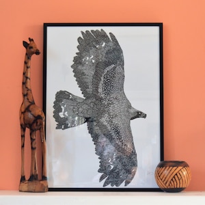 Abstract Eagle ink drawing art print multi pattern zentangle