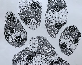 Abstract paw ink drawing art print