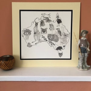 Australia Wildlife Map Stampa Fine Art