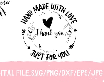 Hand Made With Love Svg, Thank you Business, Handmade Cut File, Crafter Mom Svg, Crochet Lover Svg, Small business svg, Made with love svg