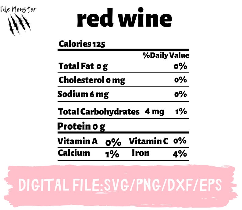 Red Wine Food Nutrition Facts SVG Wine Lover Svg Etsy UK